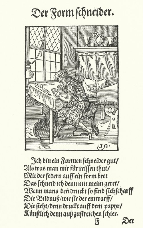 De graveur (gravure) door Jost (after) Amman