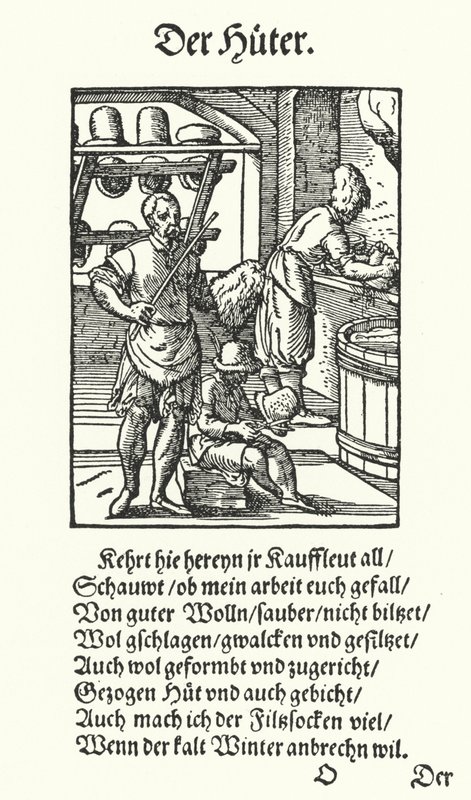 De hoedenmaker (gravure) door Jost (after) Amman