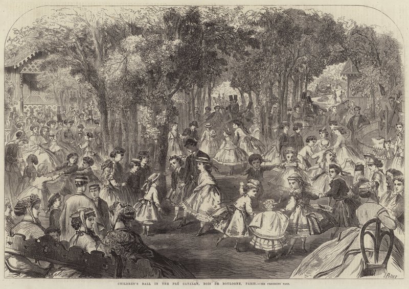 Kinderbal in de Pre Catalan, Bois de Boulogne, Parijs door Jules Pelcoq