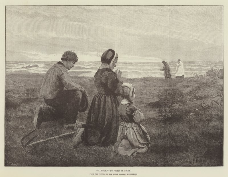 Viaticum, van het schilderij in de Royal Academy Exhibition door Julius Mandes Price