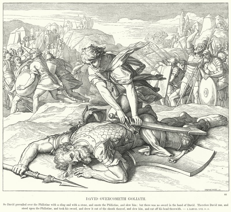 David overwint Goliath door Julius Schnorr von Carolsfeld
