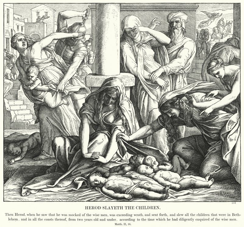 Herodes doodt de kinderen door Julius Schnorr von Carolsfeld