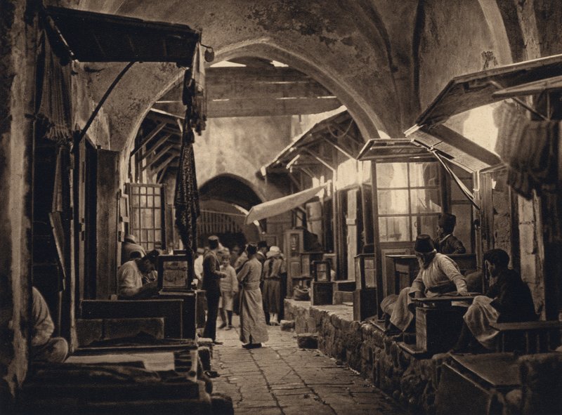 Jeruzalem, bazaar door Karl Grober