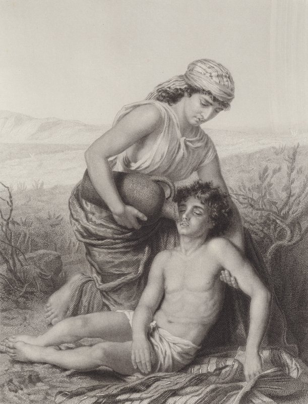 Hagar en Ismaël door Karl Wilhelm Friedrich Bauerle