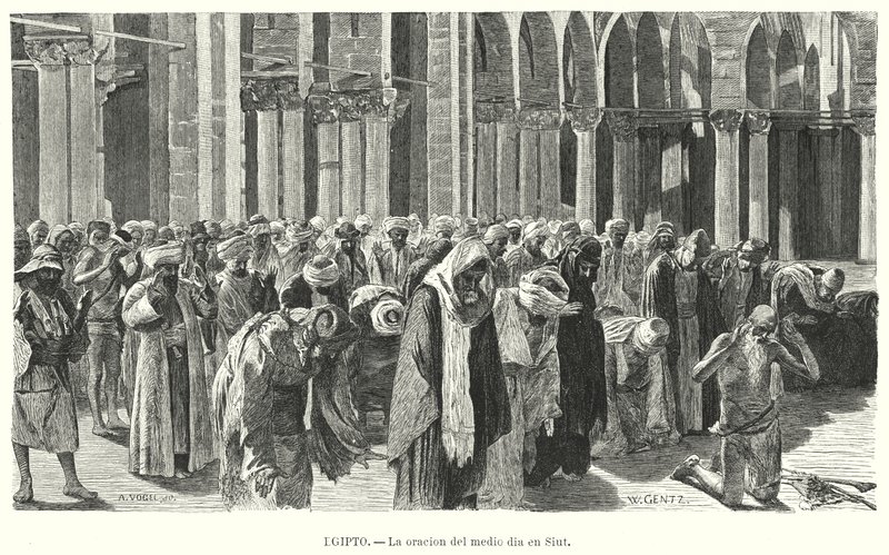 Middaggebeden in Asyut, Egypte door Karl Wilhelm Gentz