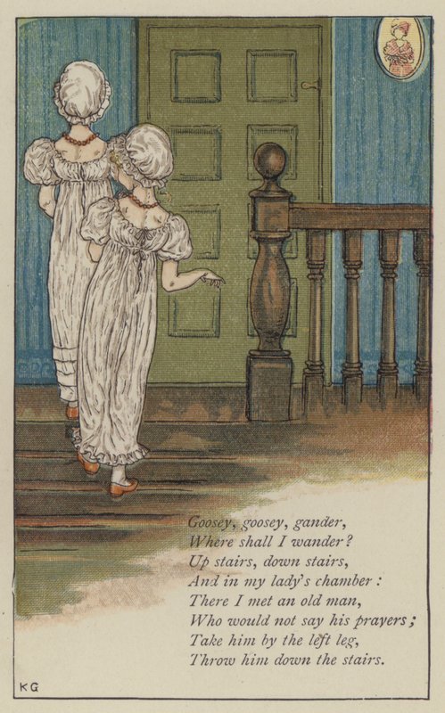 Gansje, gansje, gans (kleur litho) door Kate (after) Greenaway