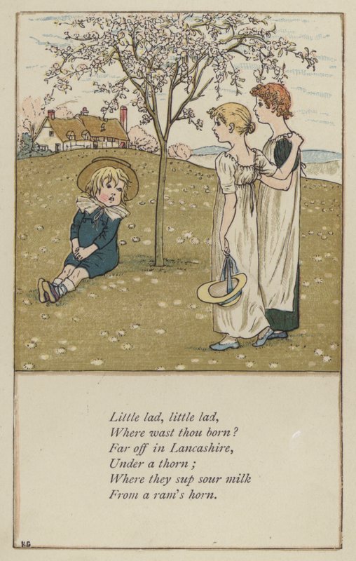 Kleine jongen, kleine jongen (kleur litho) door Kate (after) Greenaway