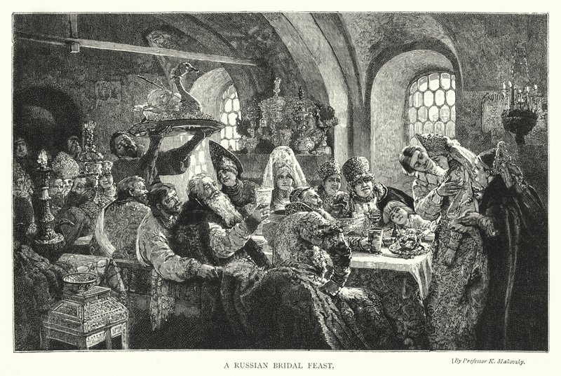 Een Russisch bruiloftsfeest door Konstantin Egorovich Makovsky