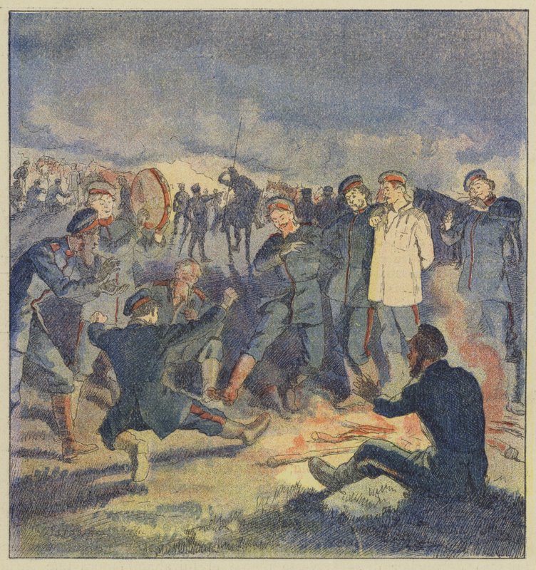 Russische cavalerie in bivak door L. Malespine