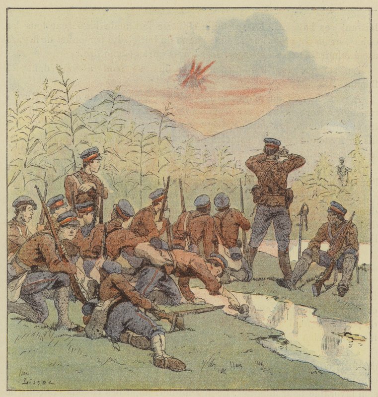 Japanse infanterie verborgen in het gaolian door L. Malespine