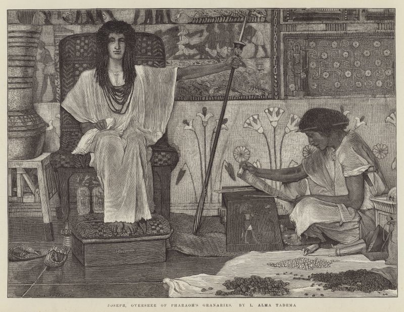 Jozef, opzichter van de graanschuren van de farao door Lawrence Alma Tadema