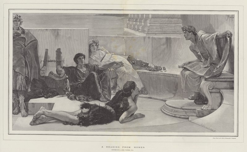 Een lezing uit Homerus door Lawrence Alma Tadema