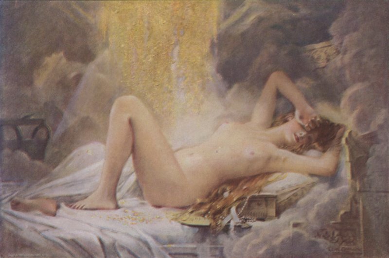 Danaë en de Gouden Regen door Leon Francois Comerre