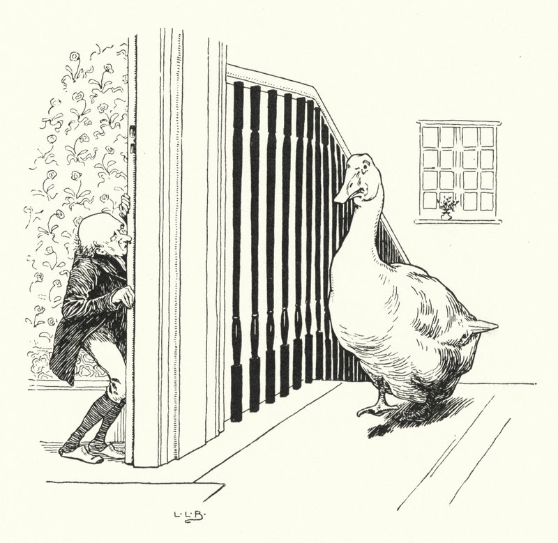 Gansje, gansje, gans (gravure) door Leonard Leslie Brooke