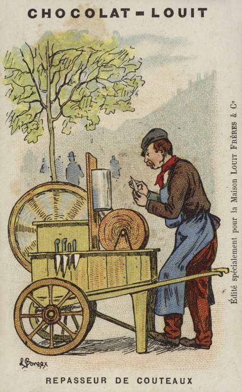 Messenslijper (chromolitho) door Louis Borgex