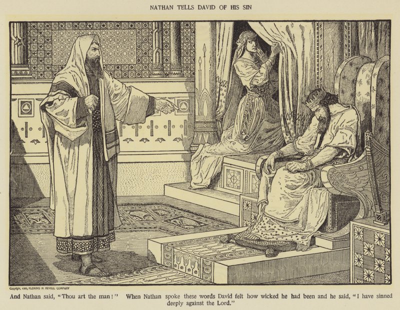 Nathan vertelt David over zijn zonde door Louis John Rhead