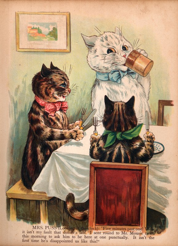 Louis Wain Katten (chromolitho) door Louis Wain