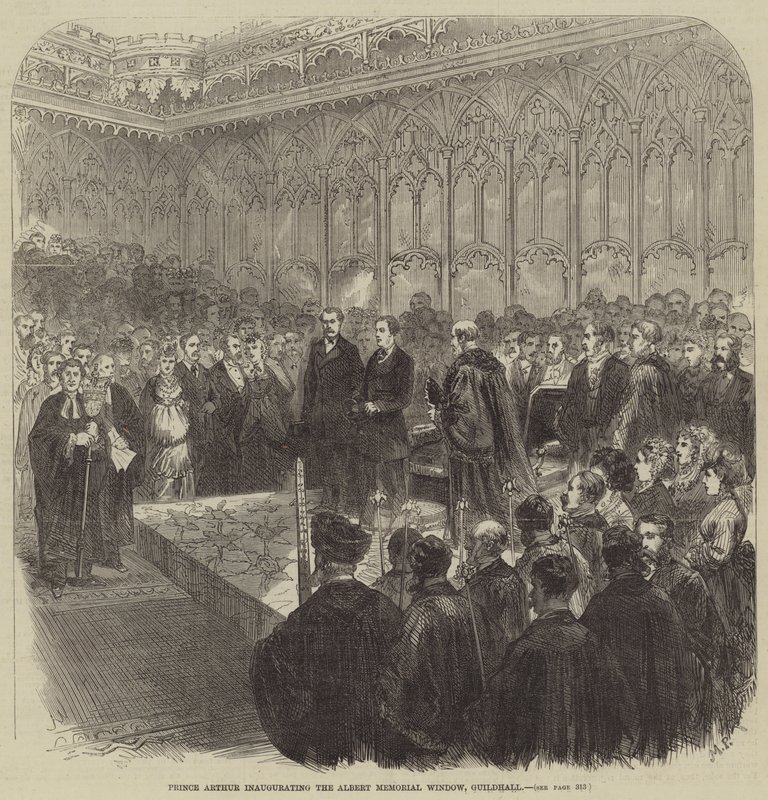 Prins Arthur inaugureert het Albert Memorial Raam, Guildhall door Lucien Metivet