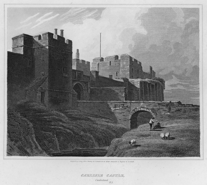 Carlisle Castle, Cumberland (gravure) door Luke (after) Clennell