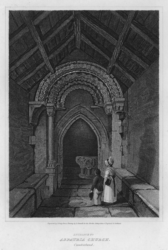 Ingang van Aspatria Kerk, Cumberland door Luke (after) Clennell