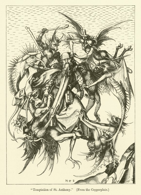 De verzoeking van Sint Antonius door Martin (after) Schongauer