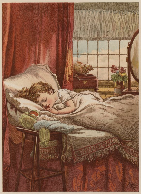 Kind slaapt in bed door Mary Ellen Edwards