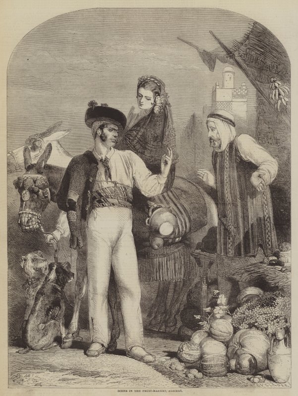Scène op de Fruitmarkt, Algiers door Matthew Somerville Morgan