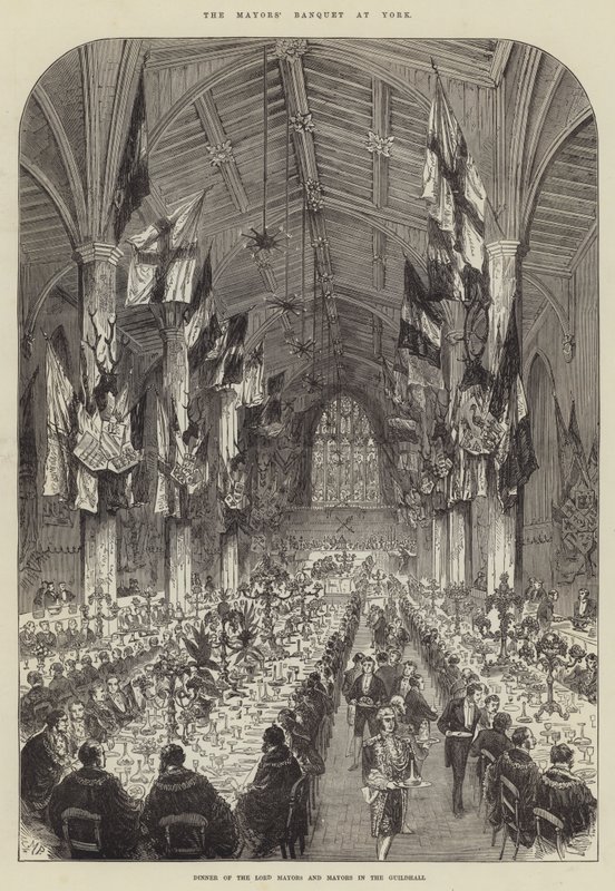 Het Burgemeestersbanket in York, Diner van de Lord Mayors en Burgemeesters in de Guildhall door Melton Prior