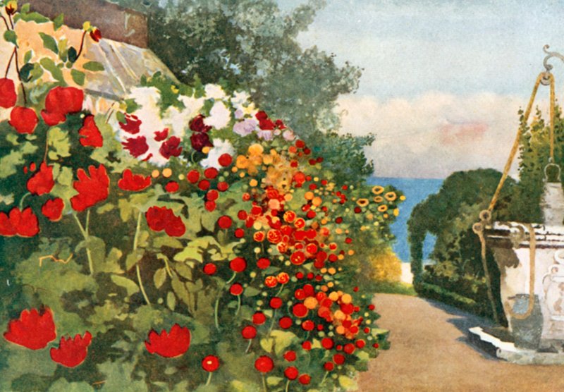De dahlia border, Villa Hvidore door Mima Nixon