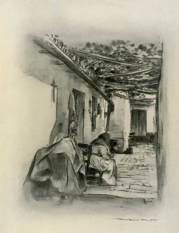 Binnenplaats in Sevilla door Mortimer Ludington Menpes