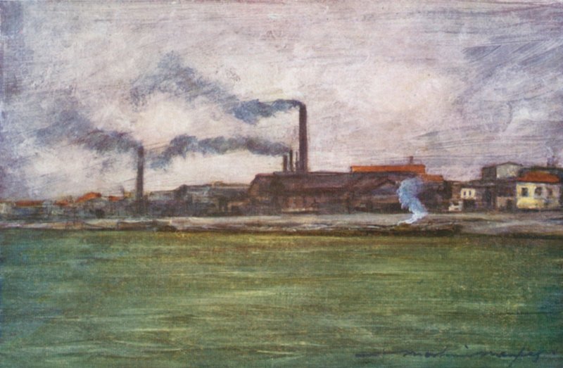 Fabriekschoorstenen door Mortimer Ludington Menpes