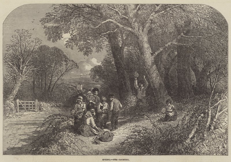 Lente, het platteland door Myles Birket Foster