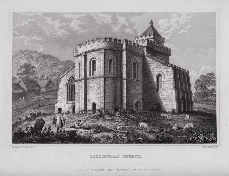 Lestingham Kerk door Nathaniel (after) Whittock