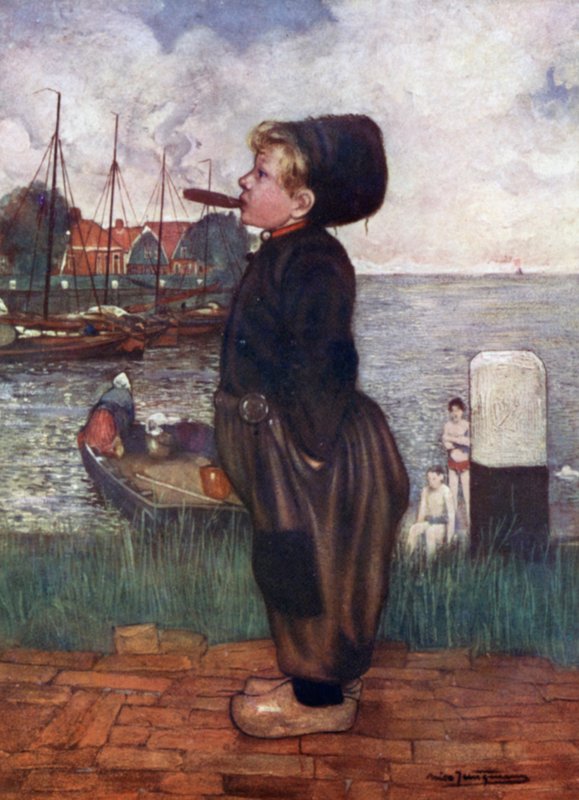 Een jongen die rookt, Volendam door Nico Jungman