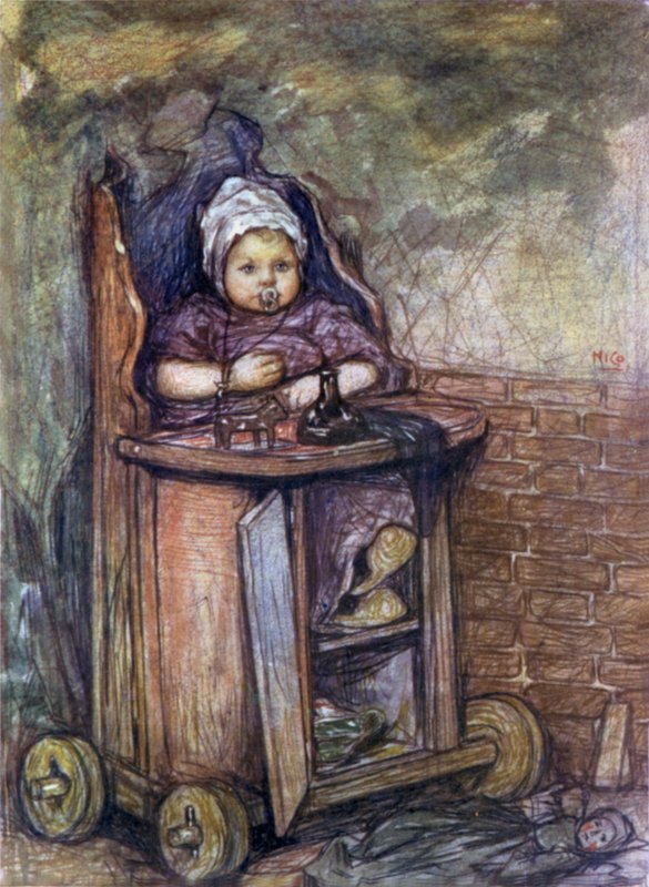 Baby in stoel door Nico Jungman