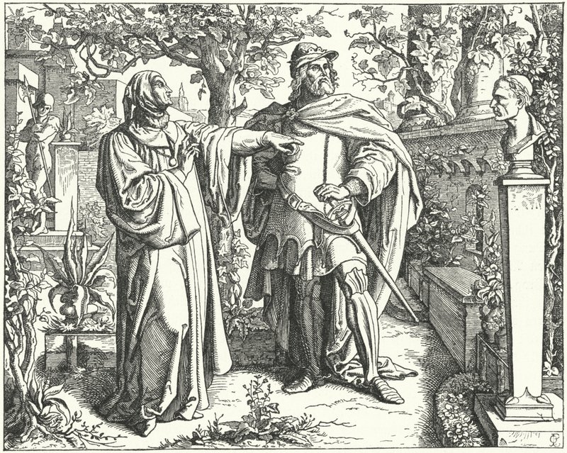 De Heilige Roomse Keizer Karel IV met de Italiaanse Renaissance dichter Petrarca, 14e Eeuw door Oskar Pletsch