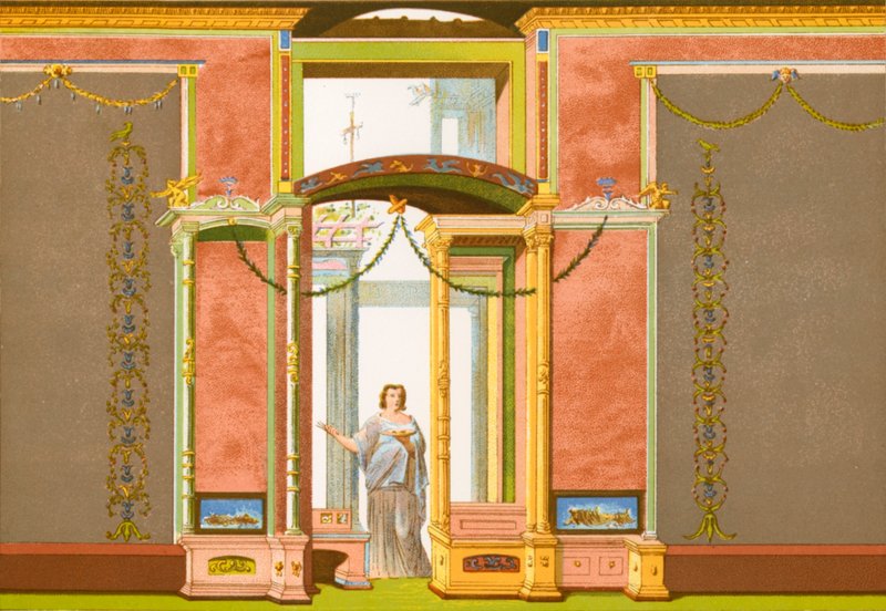Pompeiaanse muurschildering door P. Sellier