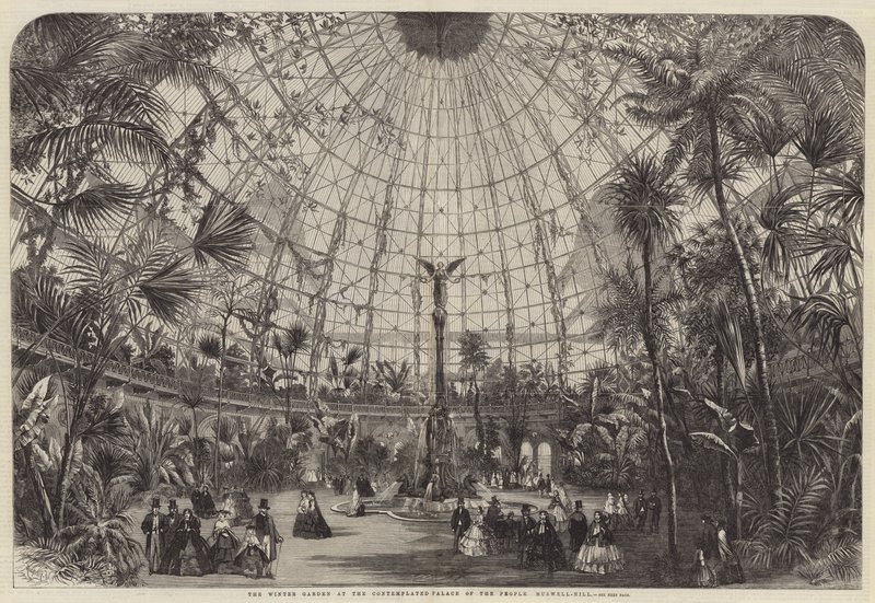 De wintertuin in het beoogde Paleis van het Volk, Muswell-Hill door Percy Macquoid