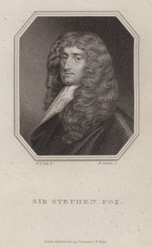 Sir Stephen Fox, Engelse politicus (gravure) door Peter (after) Lely