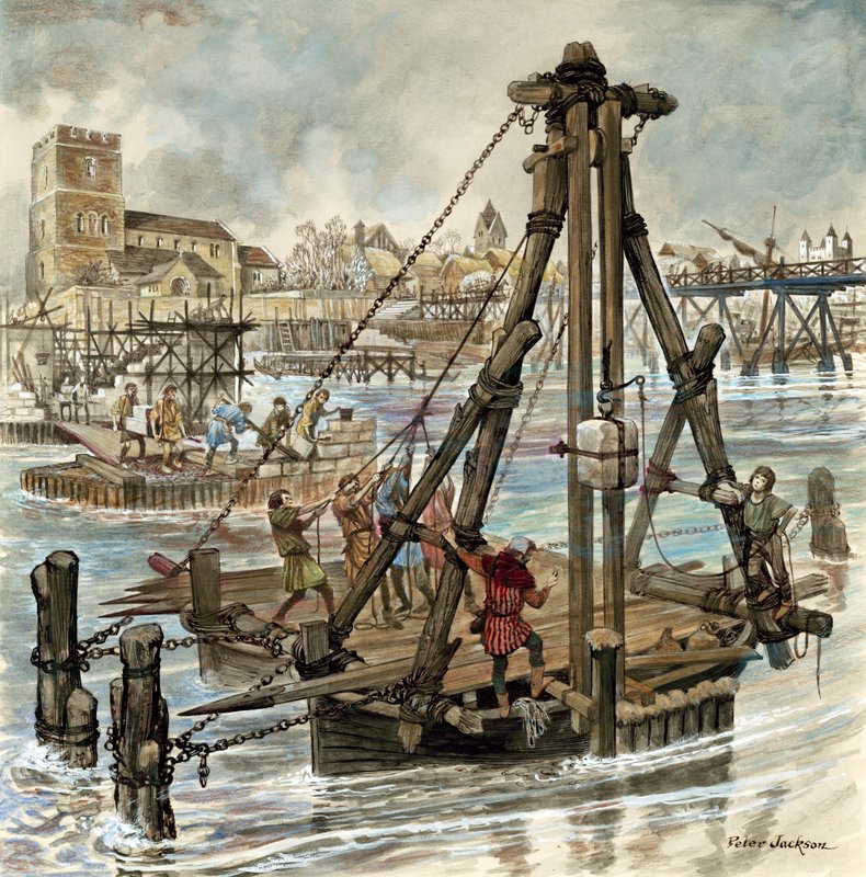 Bouw van de oude London Bridge door Peter Jackson