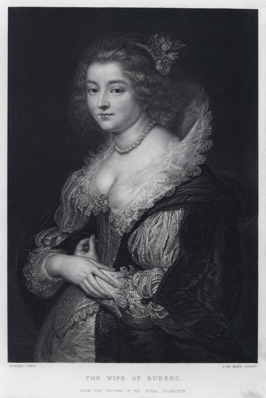 De vrouw van Rubens (gravure) door Peter Paul (after) Rubens