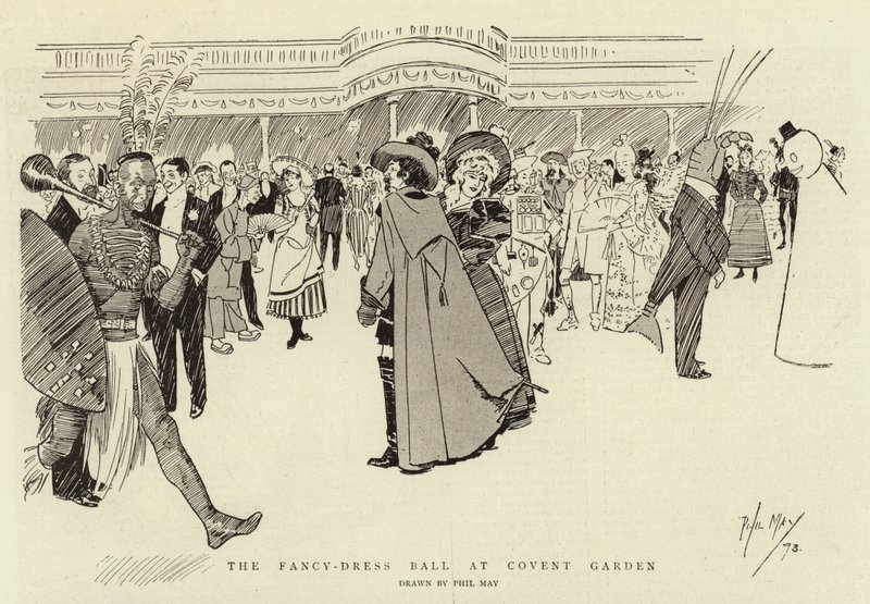 Het gemaskerd bal in Covent Garden door Phil May