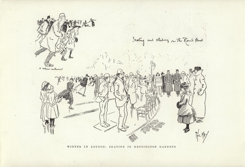 Winter in Londen, schaatsen in Kensington Gardens door Phil May