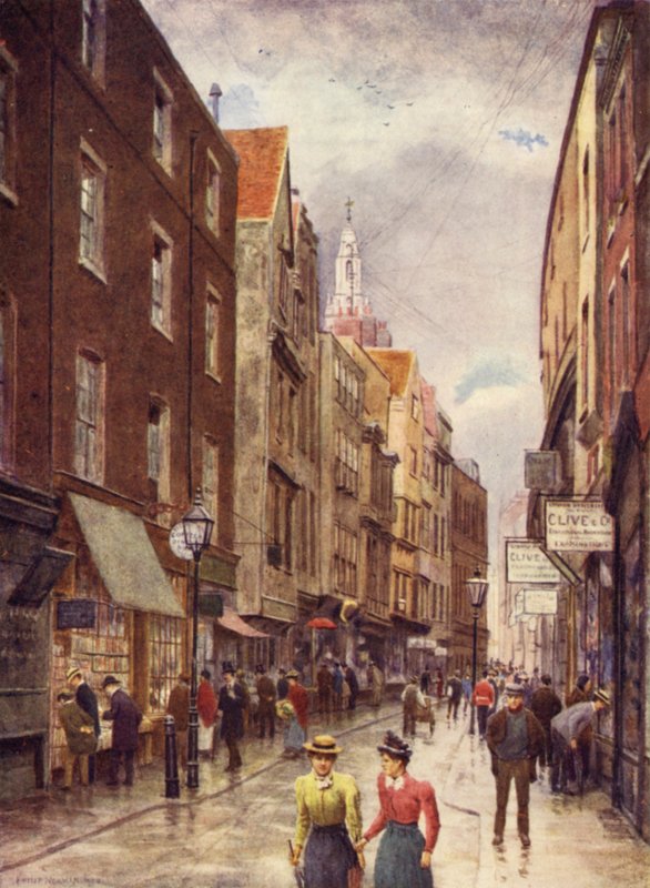 Holywell Street, Strand, kijkend naar het westen, 1900 door Philip Norman