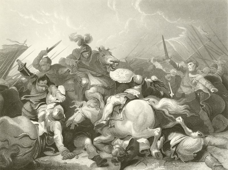 Slag bij Bosworth Field door Philippe Jacques de Loutherbourg