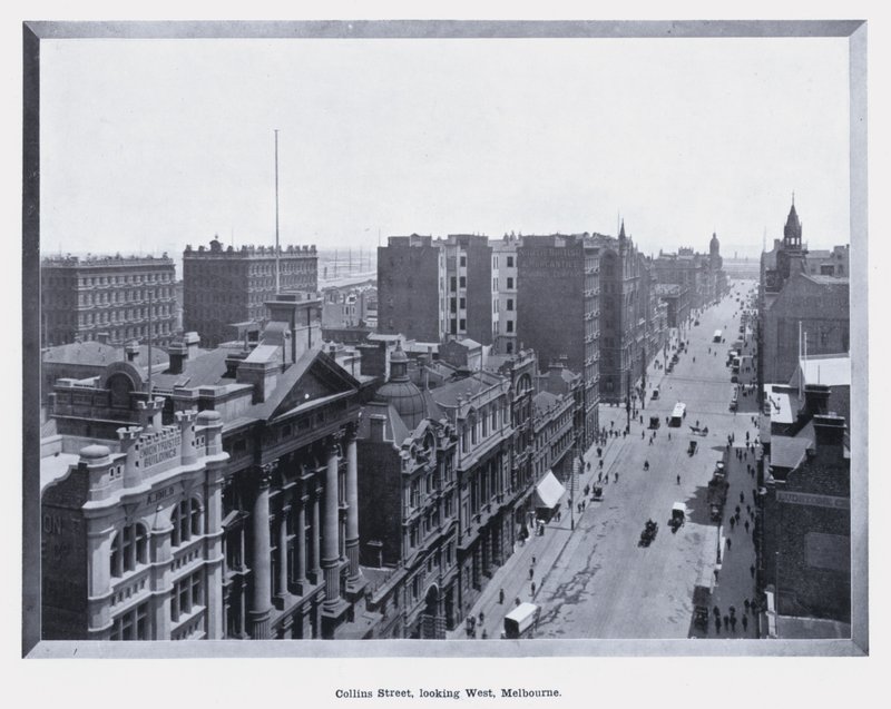 Collins Street, kijkend naar het westen, Melbourne door Photographer Australian