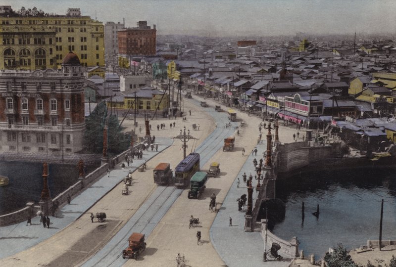Japan, ca. 1912: Nihonbashi Straat, Tokio door Photographer Japanese