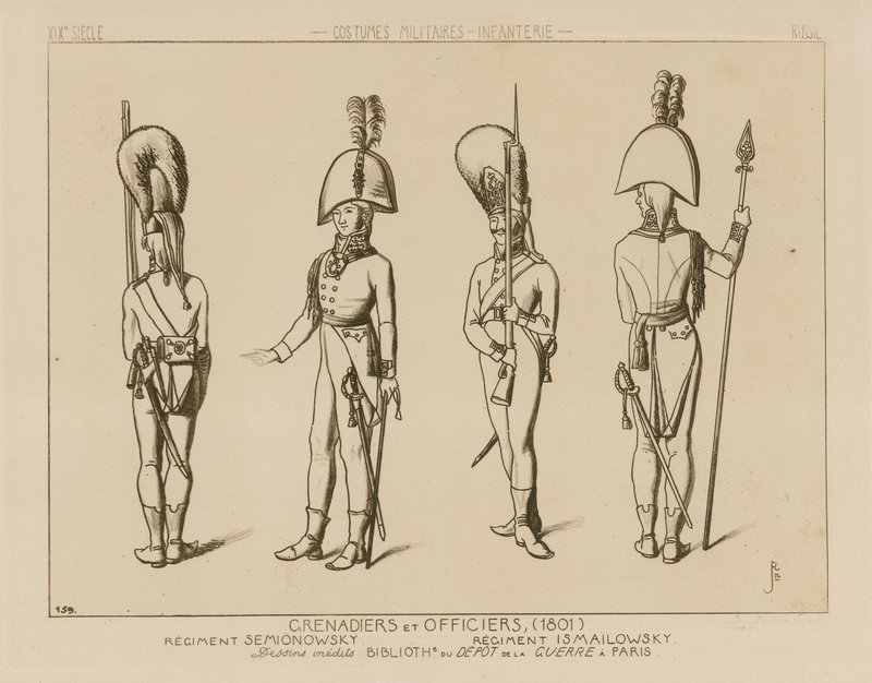 Russische grenadiers en officieren, 1801 door Raphael Jacquemin