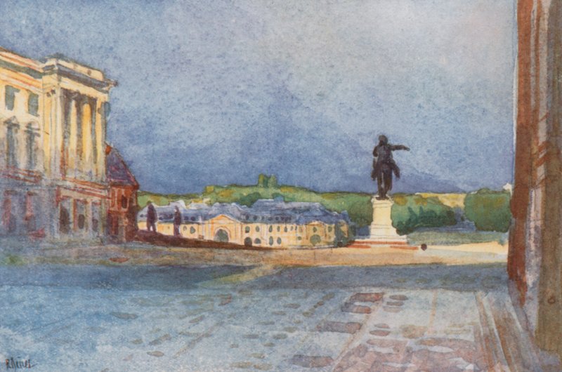 Koninklijk Hof, met standbeeld van Lodewijk XIV, Versailles door Rene Binet