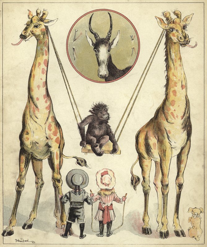 Giraffen spelen met aap door Richard Andre